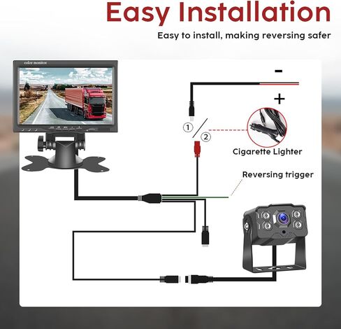 Backup Camera for Truck 7 Inch Monitor Rear View Camera for Truck/Car/Pickup/SUV/ IP66 Waterproof Night Vision in Kuwait