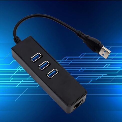 USB to Ethernet Adapter with 3 Super USB 3.0 Ports for Laptop Desktop in Kuwait