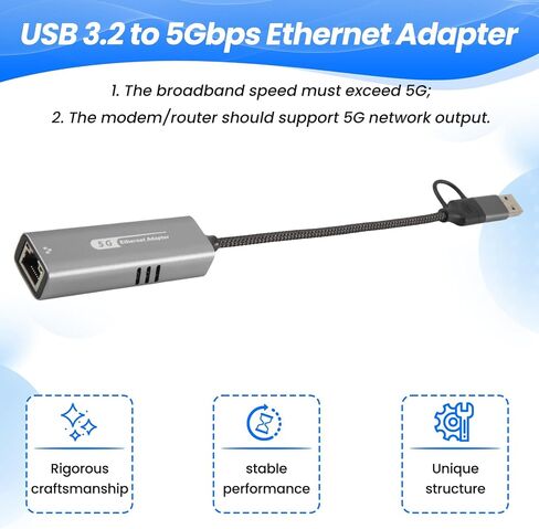 USB 3.2 Ethernet Adapter 5Gbps USB-C Type-C Port for Laptop Users in Kuwait