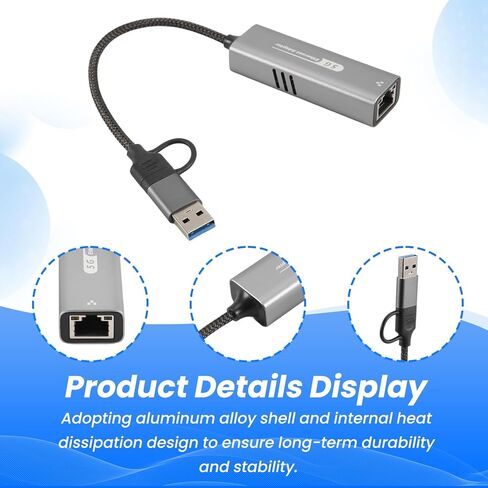 USB 3.2 Ethernet Adapter 5Gbps USB-C Type-C Port for Laptop Users in Kuwait