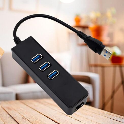USB Ethernet Adapter 10/100/1000 Per Second Black with 3 Usb3.0 Ports in Kuwait