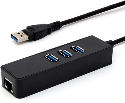 USB Ethernet Adapter 10/100/1000 Per Second Black with 3 Usb3.0 Ports in Kuwait