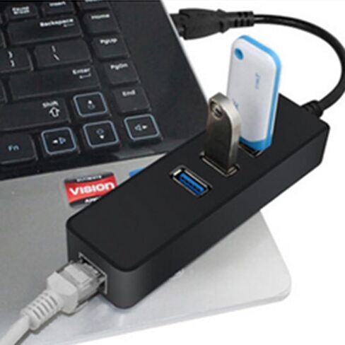 USB Ethernet Adapter with 3 USB 3.0 Ports 10/100/1000 Per Second in Kuwait