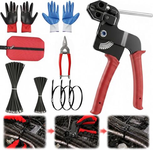 Metal Zip Tie Gun Kit: 316 Ties for exhaust wrap, mufflers and hot in Kuwait
