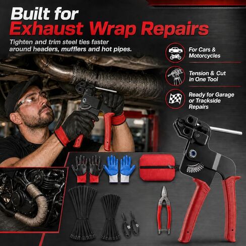 Metal Zip Tie Gun Kit: 316 Ties for exhaust wrap, mufflers and hot in Kuwait
