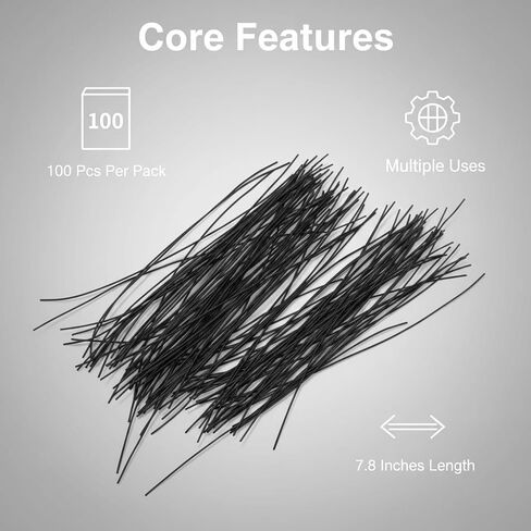 Iron Core Cable Ties 100 Pcs 7.8 Inches Black,Reusable Wire Twist Ties for Household Garden Office Cords Organizing (100Pcs, Black) in Kuwait