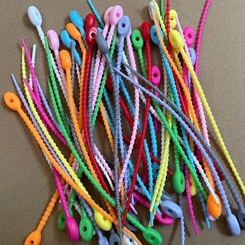 50Pcs 12cm Reusable Silicone Cable Ties, Flexible Multi-Color Wire Organizer Straps for Home Office Cord Management (multi color) in Kuwait
