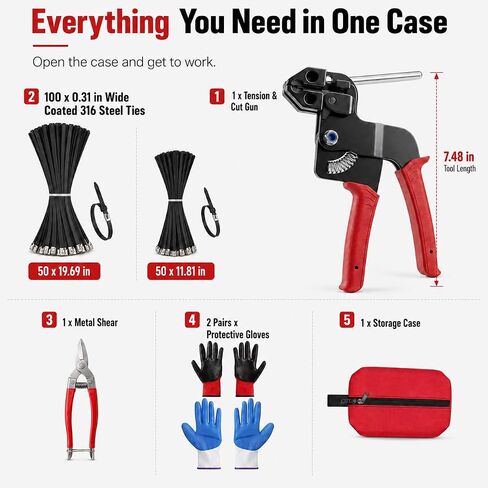 Metal Zip Tie Gun Kit: 316 Ties for exhaust wrap, mufflers and hot in Kuwait