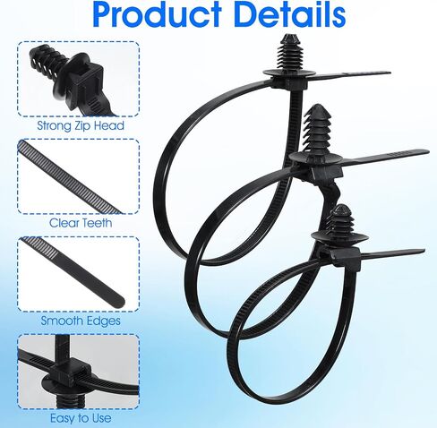300 Pcs Push Mount Cable Ties Automotive, Zip Tie Automotive Clips in Kuwait