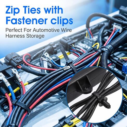 300 Pcs Push Mount Cable Ties Automotive, Zip Tie Automotive Clips in Kuwait