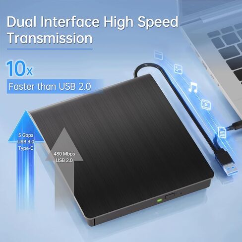 Yaeonku External Blu Ray Drive Support Read/Burn, 3D Blu Ray Burner for PC in Kuwait