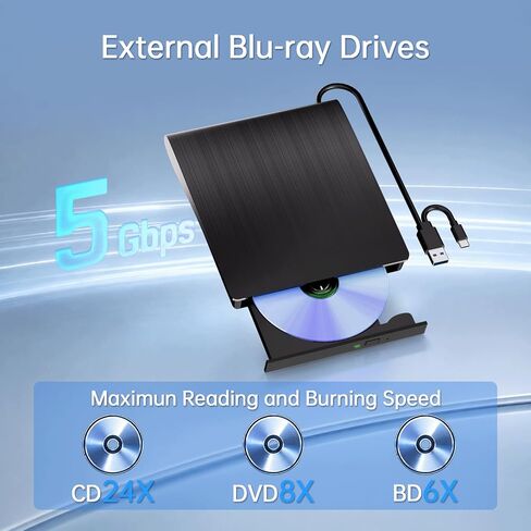 Yaeonku External Blu Ray Drive Support Read/Burn, 3D Blu Ray Burner for PC in Kuwait