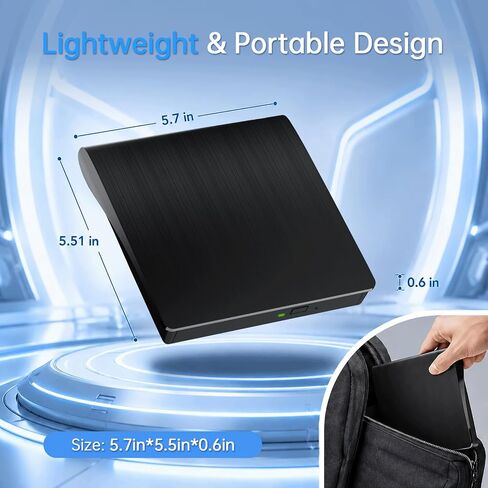 Yaeonku External Blu Ray Drive Support Read/Burn, 3D Blu Ray Burner for PC in Kuwait