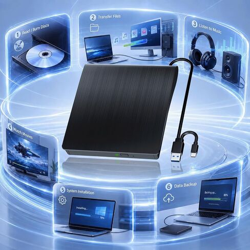 Yaeonku External Blu Ray Drive Support Read/Burn, 3D Blu Ray Burner for PC in Kuwait