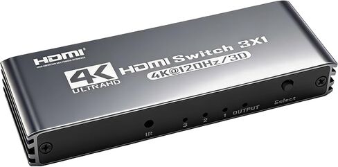 HDMI 2.0 Switch 3X1 4K@120Hz HDMI Switcher with Remote Control Supports DTS Dolby Compatible with Laptops PC Xbox Series PS5 / PS4 Projector and More in Kuwait