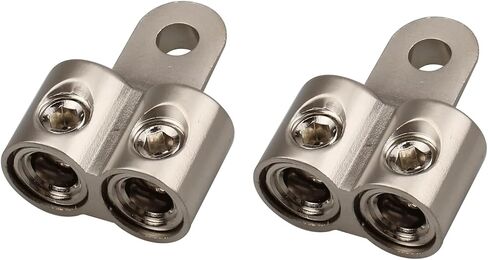 ZOOKOTO 2PCS Classic Dual 2/0 Gauge Inputs to 5/16-Inch Ring Terminal Reducer Silver in Kuwait