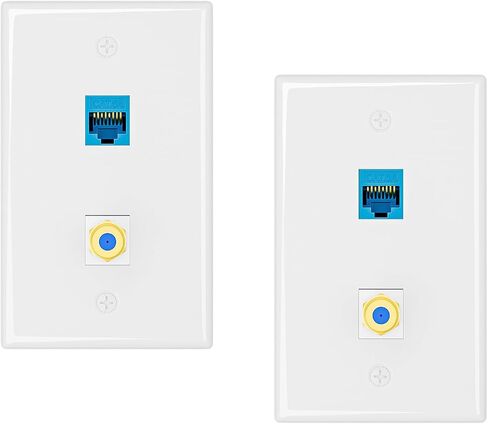 iwillink 2-Pack Cat6A Ethernet Wall Plate, 1-Port RJ45 Wall Plate, Blue in Kuwait
