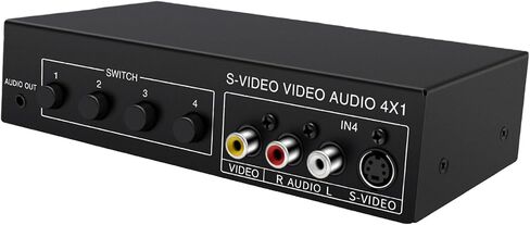 4x1 S‑Video & Sound 4 in 1 Out 720P Switcher with 3.5mm Sound Output Metal Case Switcher Accessories Home Theater Change in Kuwait