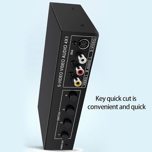 4x1 S‑Video & Sound 4 in 1 Out 720P Switcher with 3.5mm Sound Output Metal Case Switcher Accessories Home Theater Change in Kuwait