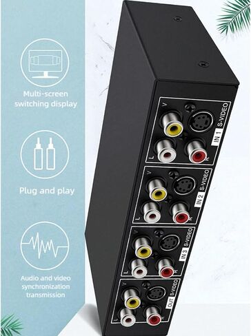 4x1 S‑Video & Sound 4 in 1 Out 720P Switcher with 3.5mm Sound Output Metal Case Switcher Accessories Home Theater Change in Kuwait