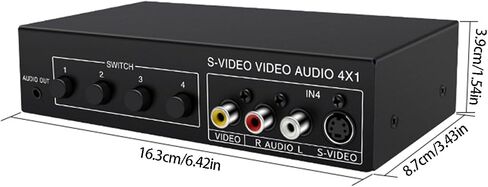 4x1 S‑Video & Sound 4 in 1 Out 720P Switcher with 3.5mm Sound Output Metal Case Switcher Accessories Home Theater Change in Kuwait