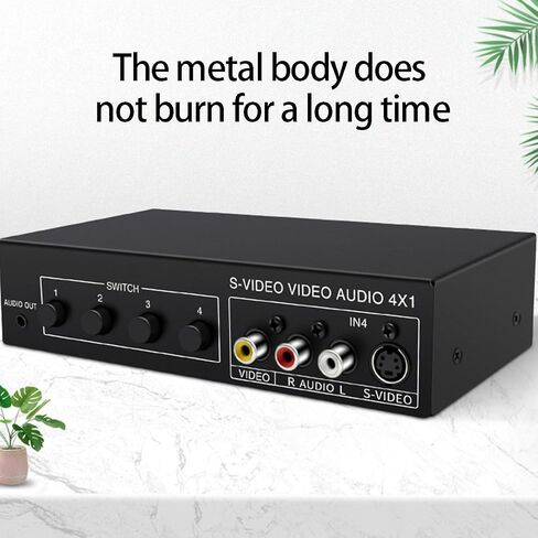 4x1 S‑Video & Sound 4 in 1 Out 720P Switcher with 3.5mm Sound Output Metal Case Switcher Accessories Home Theater Change in Kuwait