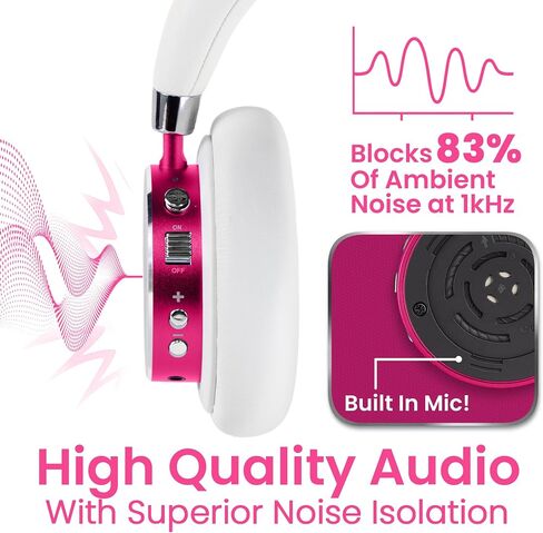 Puro Sound Labs BT2200 Plus Volume Limited Headphones for Kids - Bluetooth, Studio-Grade Audio, Over-Ear & Comfy Design, 20-Hour Battery Life, Easy to Connect Wireless Headphones for Kids, Blue & Pink in Kuwait