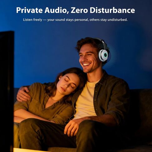 Wireless Headphones for TV Watching, TV Headphones Wireless for Seniors with Transmitter Charging Base, Over Ear Headset with 3 Audio Modes, No Audio Delay Blutooth 5.4, Gifts for Parents, Black&White in Kuwait