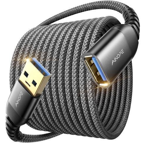 AINOPE USB Extension Cable 10FT USB 3.0 Extender Male to Female Cord Black in Kuwait