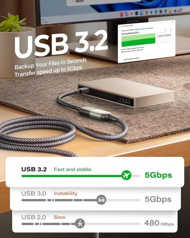 AINOPE USB Extension Cable 10FT USB 3.0 Extender Male to Female Cord Black in Kuwait
