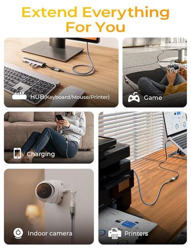AINOPE USB Extension Cable 10FT USB 3.0 Extender Male to Female Cord Black in Kuwait
