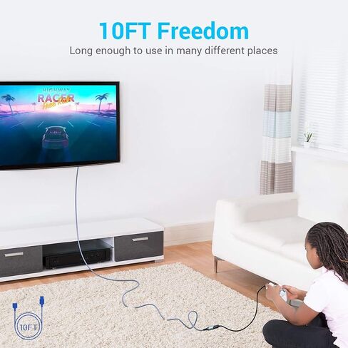 AINOPE USB Extension Cable 10FT USB 3.0 Extender Male to Female Cord Black in Kuwait