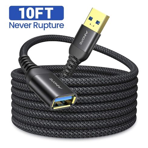 AINOPE USB Extension Cable 10FT USB 3.0 Extender Male to Female Cord Black in Kuwait
