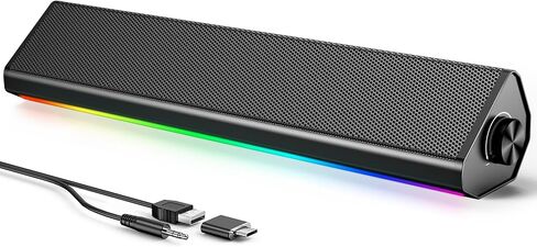 LENRUE Computer Speakers for PC and Laptop, Under Monitor Sound Bar, Black in Kuwait
