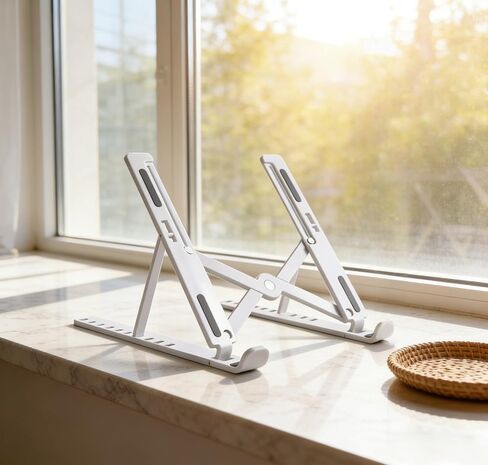 1-Piece Foldable Laptop Stand,Adjustable Ergonomic Laptop Riser,Dual Triangle Stable Structure,Portable Laptop Holder Compatible with 10-17 Inch Laptops（White） in Kuwait
