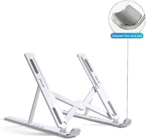 1-Piece Foldable Laptop Stand,Adjustable Ergonomic Laptop Riser,Dual Triangle Stable Structure,Portable Laptop Holder Compatible with 10-17 Inch Laptops（White） in Kuwait
