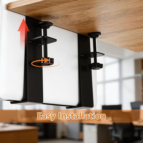 2 Pack Adjustable Desk Side Laptop Holder, Heavy-Duty Metal Desk Side Storage, Hanging Organizer with Tool-Free Clamp (6.97"x1.77", Black) in Kuwait