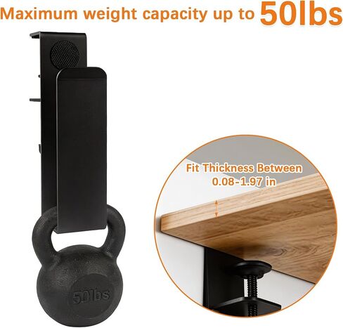 2 Pack Adjustable Desk Side Laptop Holder, Heavy-Duty Metal Desk Side Storage, Hanging Organizer with Tool-Free Clamp (6.97"x1.77", Black) in Kuwait