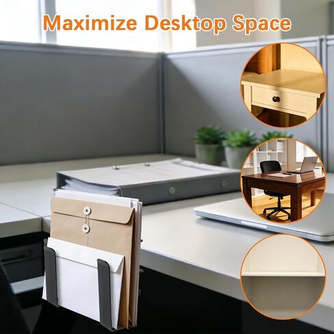2 Pack Adjustable Desk Side Laptop Holder, Heavy-Duty Metal Desk Side Storage, Hanging Organizer with Tool-Free Clamp (6.97"x1.77", Black) in Kuwait