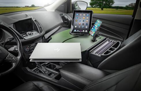 AutoExec Roadmaster Car Desk and Portable Workstation with Phone Mount, Tablet Mount and Phone Vent Clip, Army Green in Kuwait