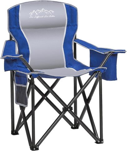 Folding Camping Chair, Heavy Duty Portable Lawn Chairs with Cooler Bag, Side Pocket & Cup Holder, Folding Chairs for Outside Support 450lbs Blue in Kuwait