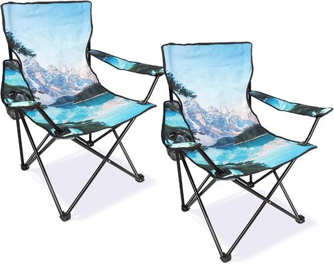 Northroad 2 Pack Camping Chairs Portable Camp Chairs, Folding Lawn Chairs with Cup Holder for Outdoor Camping, Hiking, Travel, Patio, Beach, Picnics in Kuwait