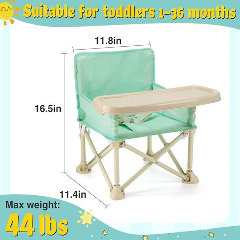 Toddler Beach Chair for Baby - Lightweight Kids Folding Camping Chair with Tray and Storage Bag, Easy to Clean, Safe Kids Lawn Camp Outdoor Chairs for Garden RV Travel (Green) in Saudi Arabia
