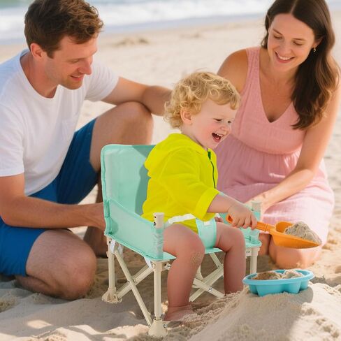 Toddler Beach Chair for Baby - Lightweight Kids Folding Camping Chair with Tray and Storage Bag, Easy to Clean, Safe Kids Lawn Camp Outdoor Chairs for Garden RV Travel (Green) in Saudi Arabia