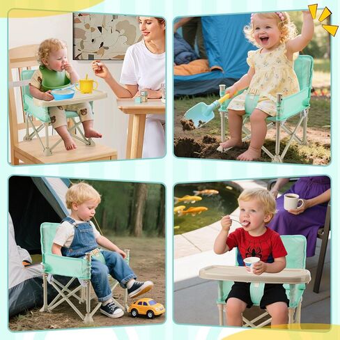Toddler Beach Chair for Baby - Lightweight Kids Folding Camping Chair with Tray and Storage Bag, Easy to Clean, Safe Kids Lawn Camp Outdoor Chairs for Garden RV Travel (Green) in Saudi Arabia