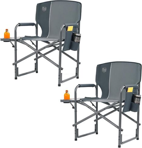 TIMBER RIDGE Lightweight Oversized Camping Chair, Aluminum Directors Chair with Side Table for Outdoor Camping, Lawn, Picnic and Fishing, Supports 400lbs, Black 2PCS in Kuwait