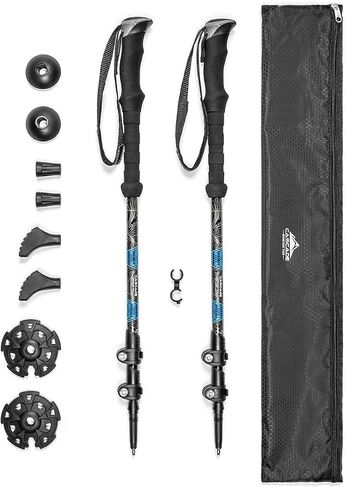 Cascade Mountain Tech Trekking Poles - Carbon Fiber Walking or Hiking Sticks with Quick Adjustable Locks in Kuwait
