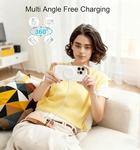 Magnetic Wireless Charger [Apple MFi Certified], 3.3FT 15W Fast Apple Mag-Safe Charger Pad with USB C Fast Charging Block Compatible with iPhone 17/Air/Pro/Pro Max/16/15/14/13/Plus/Pro/Pro Max,AirPods in Kuwait
