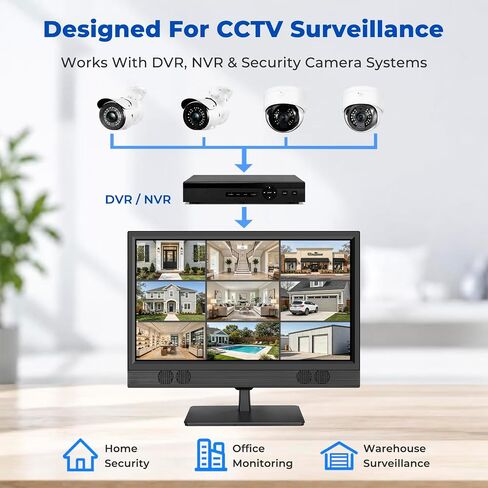 othoig 22 Inch Security Camera Monitor, 1080P Full HD IPS CCTV Surveillance Display with HDMI VGA BNC RCA Inputs,Built-in Speakers & Remote Control,DVR NVR Compatible Monitor for Home Office Warehouse in Kuwait