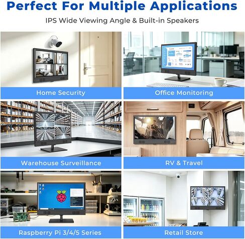 othoig 22 Inch Security Camera Monitor, 1080P Full HD IPS CCTV Surveillance Display with HDMI VGA BNC RCA Inputs,Built-in Speakers & Remote Control,DVR NVR Compatible Monitor for Home Office Warehouse in Kuwait